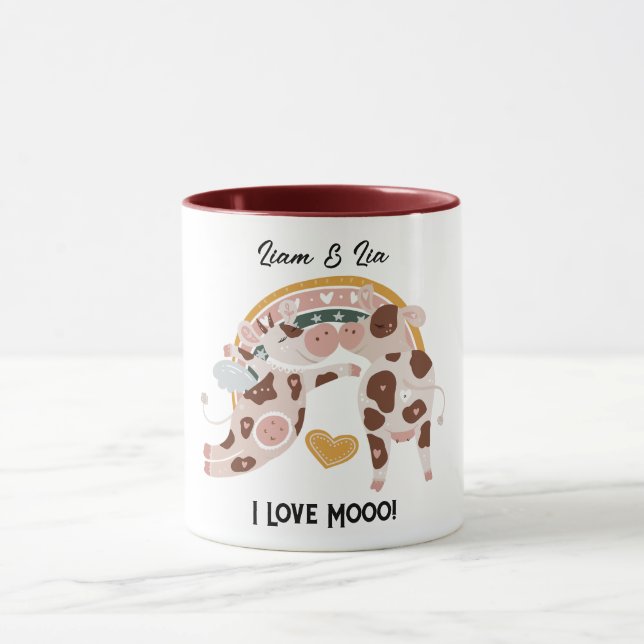 Taza Me Encanta Mooo Cute Cow Personalizado Regalo (Centro)