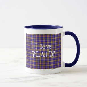 Taza Me encanta Plaid - Azul