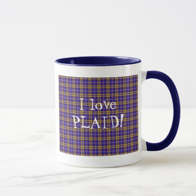 Taza Me encanta Plaid - Azul (Derecha)