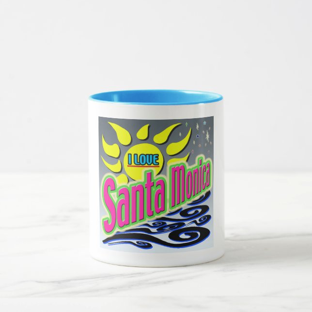 Taza "ME ENCANTA Santa Mónica: Noche Sunshine" Mug! (Centro)