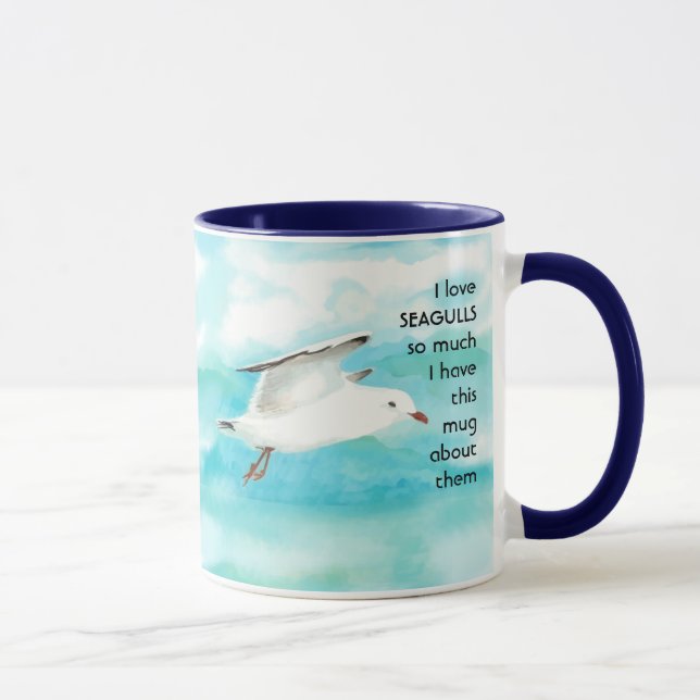 Taza Me encanta SEAGULL tanto que me divierto citando a (Derecha)