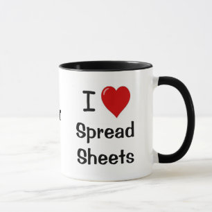 Taza Me encantan las hojas de cálculo y las hojas de c