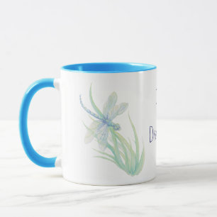 Taza Me encantan las libélulas en azul y verde