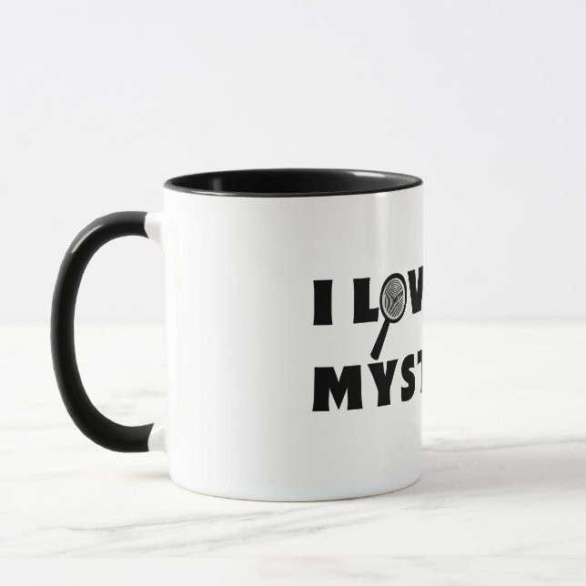 Taza Me encantan los misterios cómodos negro y blanco (Izquierda)