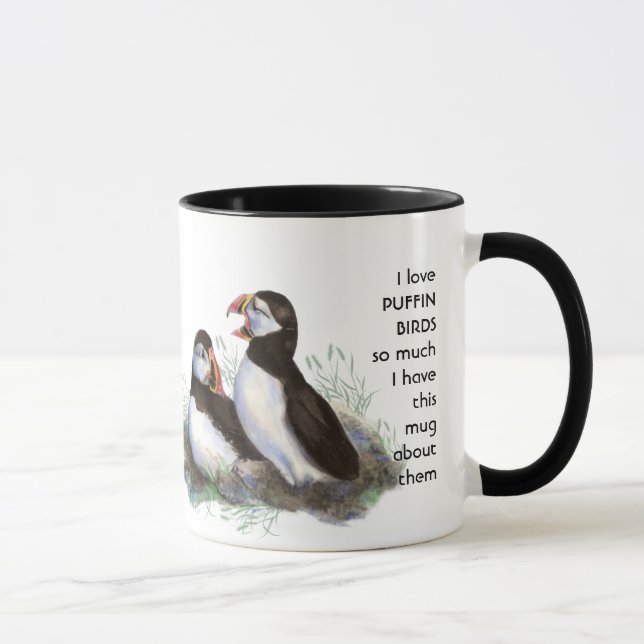 Taza Me encantan los PÁJAROS DE PUFFIN tanto que me sie (Derecha)