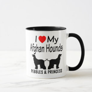 Taza Me encantan mis dos perros con hebilla afgana