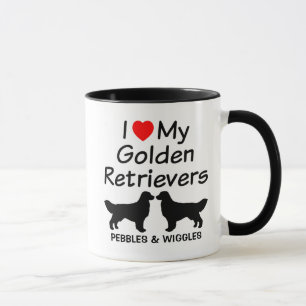 Taza Me Encantan Mis Dos Perros De Golden Retriever