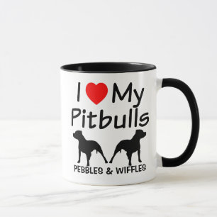 Taza Me encantan mis dos perros Pitbull