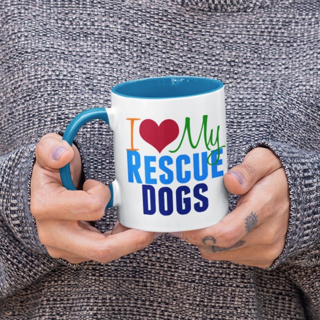 Taza Me encantan mis perros de rescate (Subido por el creador)