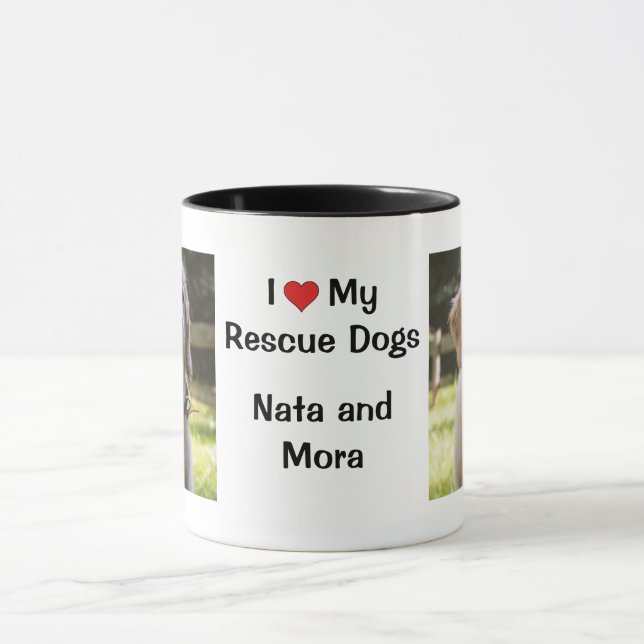 Taza Me encantan mis perros de rescate | nombre y foto  (Centro)