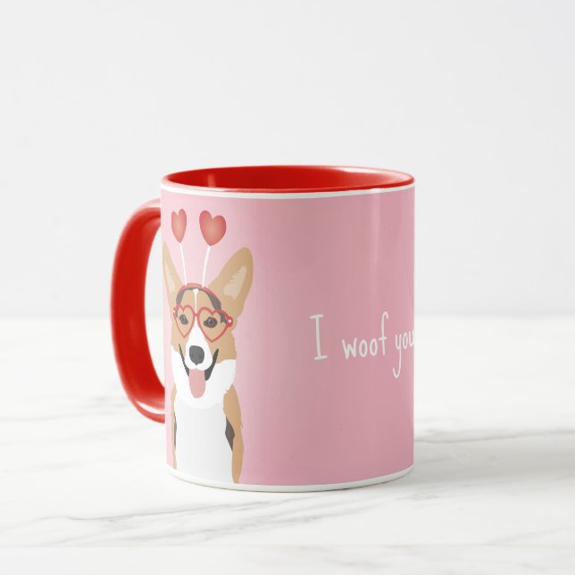 Taza Me Gusta Corgi Valentines Dog (Anverso izquierdo)