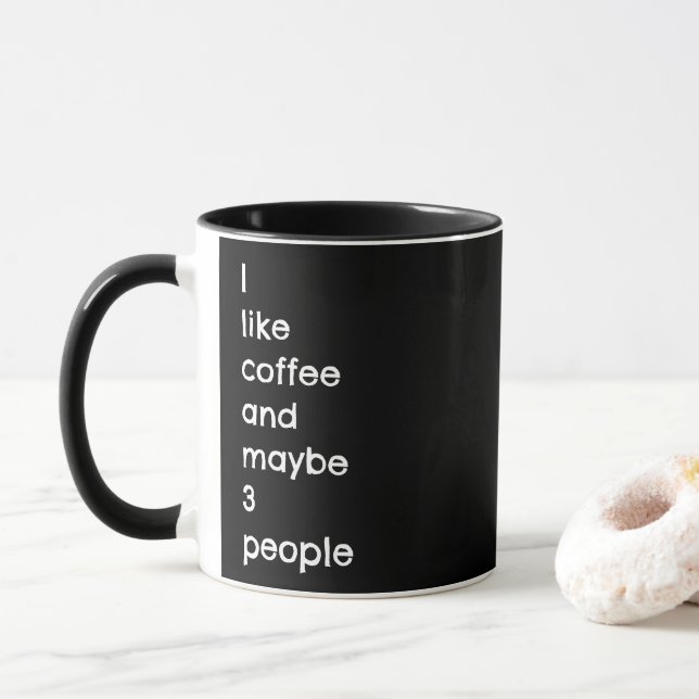 Taza Me gusta el café y quizás 3 personas caligrafía ne (Con donut)