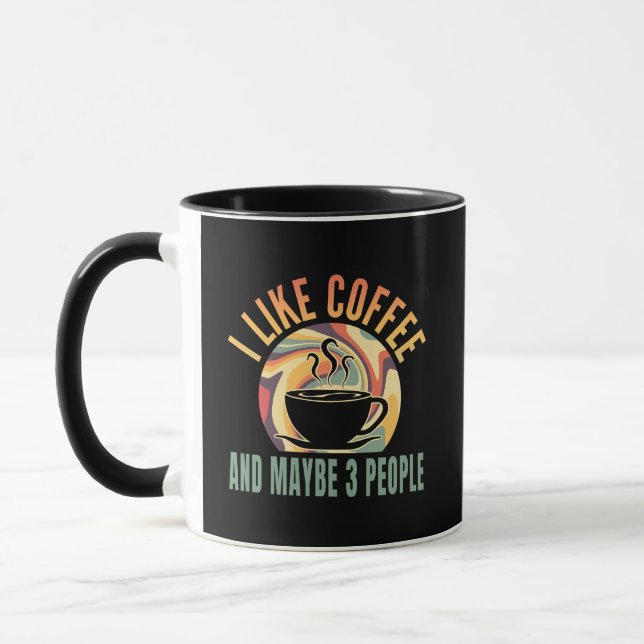 Taza me gusta el café y quizás 3 personas estilo retro (Izquierda)