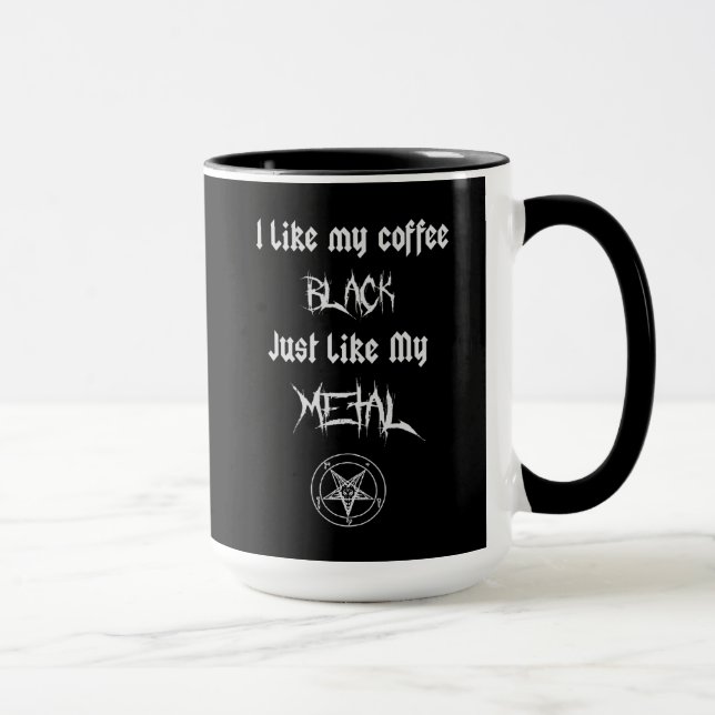 Taza Me Gusta Mi Café Negro Como Mi Metalizado (Derecha)