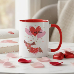Taza Me Gusta Que Cute Dachshund Perro Globos De Corazó