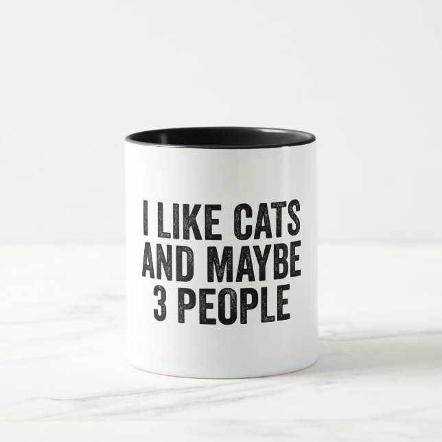 Taza Me Gustan Los Gatos Y Quizá 3 Personas (Centro)