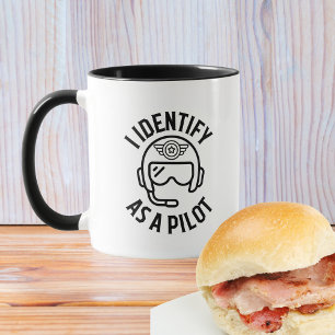 Taza "Me identifico como un piloto" Cita, Humor, Divert