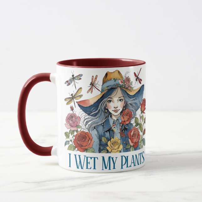Taza Me Mojé Mis Plantas - Chica Con Rosas (Izquierda)