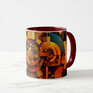 Taza Mecanismo Solar Steampunk Abstracto