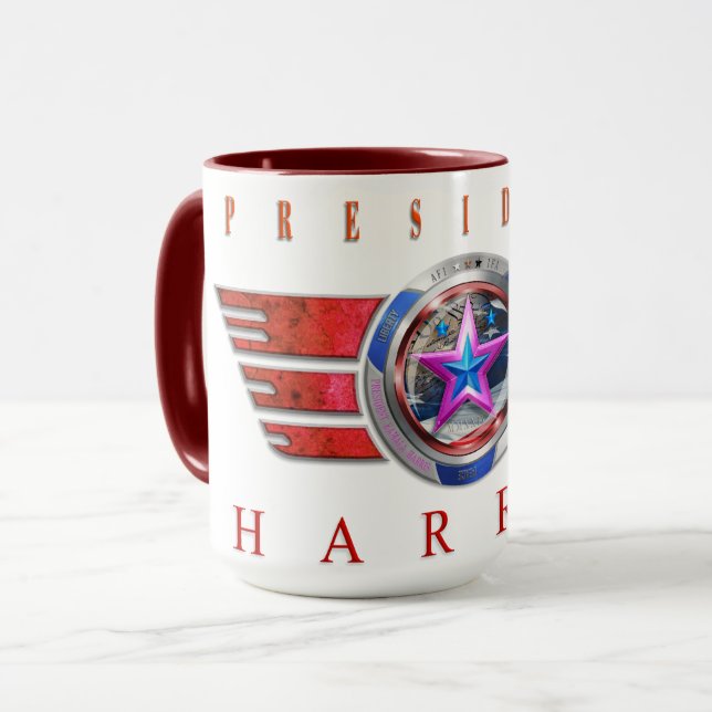 Taza Medallón del Presidente Republicano Harris-Walz Wi (Anverso izquierdo)