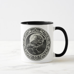 Taza Medallón Raven Carving Art Bird Naturaleza