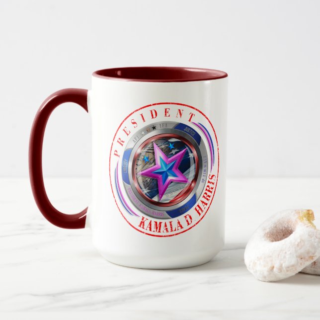 Taza Medallón Republicano Harris-Walz de doble sello (Con donut)