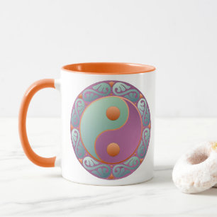 Taza Medallón Yin Yang Violeta Turquesa