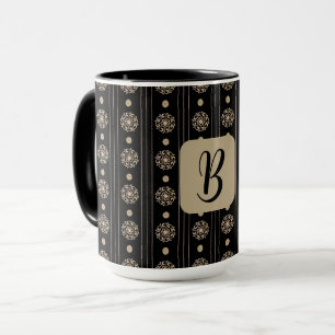 Taza Medallones de oro iniciales personalizados estriba
