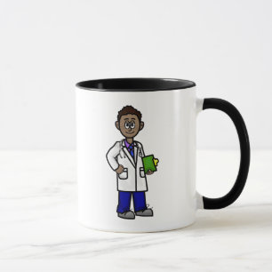 Taza Médica de macho negro sujetando la abrazadera de l