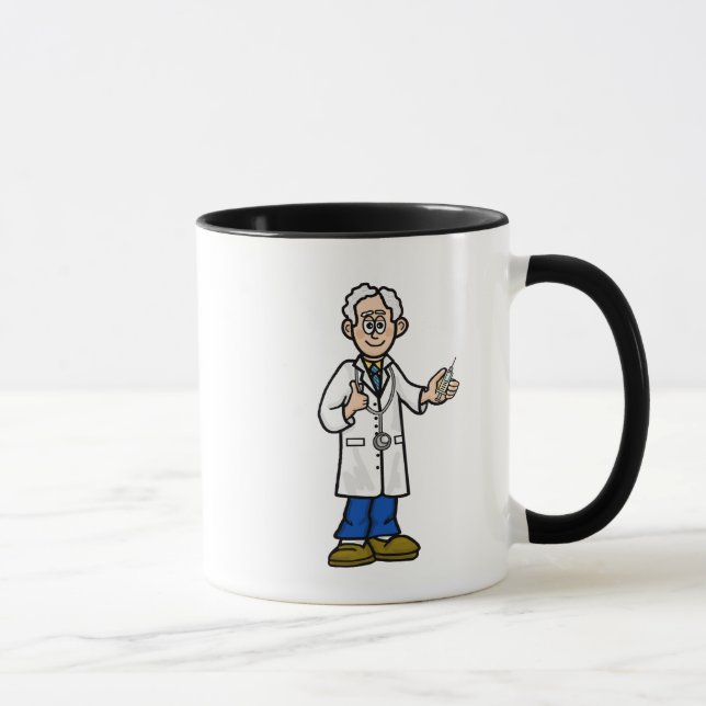 Taza Médica masculino de pelo gris mayor Mug (Derecha)