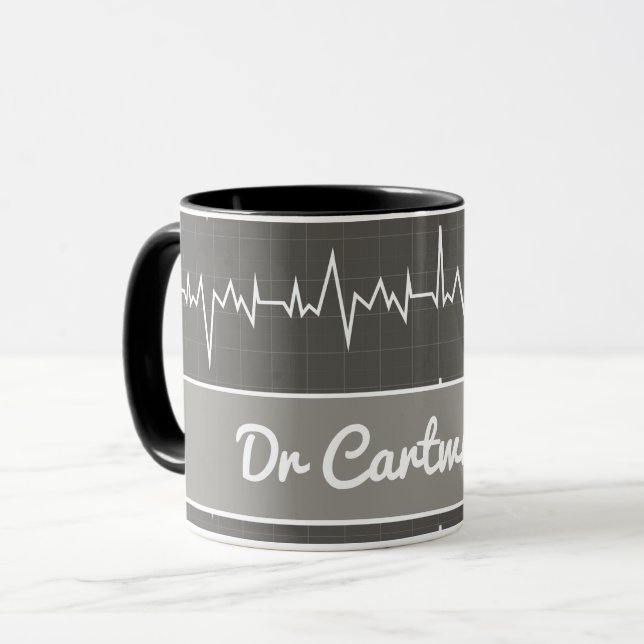 Taza Médica nombre personalizado ECG EKG regalo de cora (Anverso izquierdo)