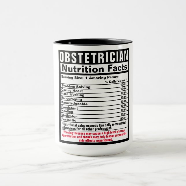Taza Médica Obstetrista Funny Nutrional Facts Mug (Centro)