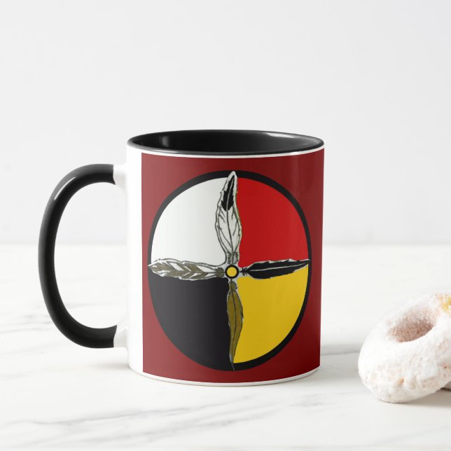 Taza Medicine Wheel Cross Native American Coffee Mug (Con donut)