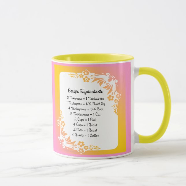 Taza Medición de receta Equivalentes Pastel Floral Mug (Derecha)