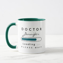 Taza MÉDICO [Nombre] Cargando Verde y Blanco
