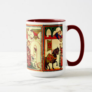 Taza medieval de las escenas