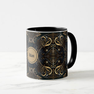 Taza Medieval en negro y oro