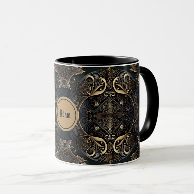 Taza Medieval en negro y oro (Anverso derecho)