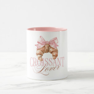 Taza Medio Croissant Coqueta Francés con Lazo Rosa Suav