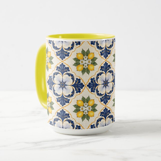 Taza Mediterranean Lemon Tile Italian Talavera (Anverso izquierdo)