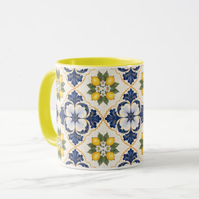 Taza Mediterranean Lemon Tile Italian Talavera (Anverso izquierdo)