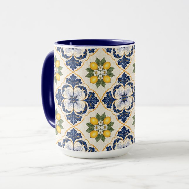 Taza Mediterranean Lemon Tile Italian Talavera (Anverso izquierdo)