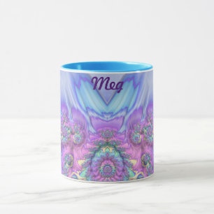 Taza MEG ~ GLOSSY Azul morado rosado brillante 3D