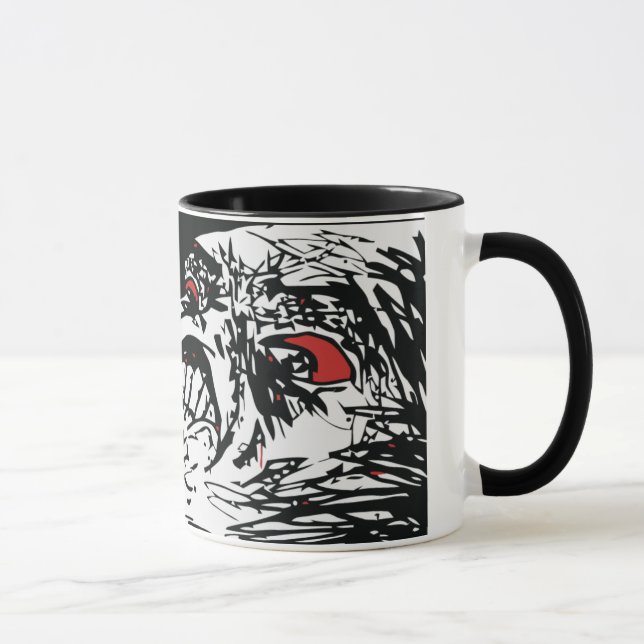 Taza mega de Coffe de la cara de la rabia (Derecha)