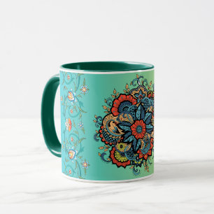 Taza Mehndi Green Floral Art, Infinite Splendor