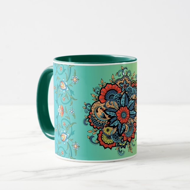 Taza Mehndi Green Floral Art, Infinite Splendor (Anverso izquierdo)