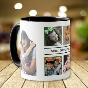 Taza Mejor Abuela Negro Y Blanco Nietos 6 Fotos