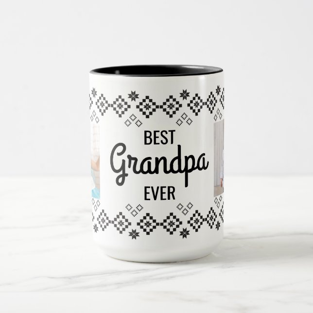 Taza Mejor abuelo con fotos dobles (Centro)
