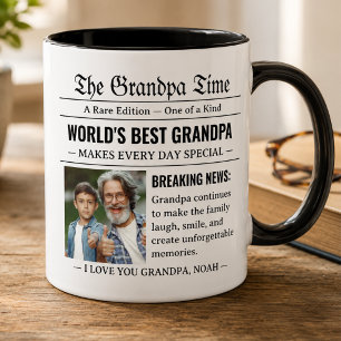 Taza Mejor abuelo del mundo Foto de periódico Regalo ge