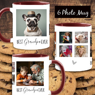 Taza Mejor Abuelo hasta los 6 Collages de fotos Blanco